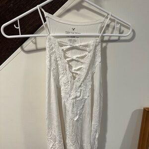 White lace-up Tank Top
